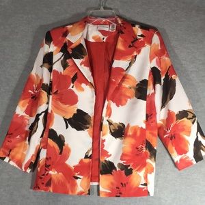 ALFRED DUNNER Career Office Church Cheerful Tangerine & Sage Wrinkle Free Blazer